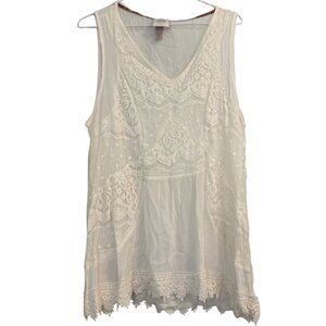 Knox Rose cream lace stretch tank top XL